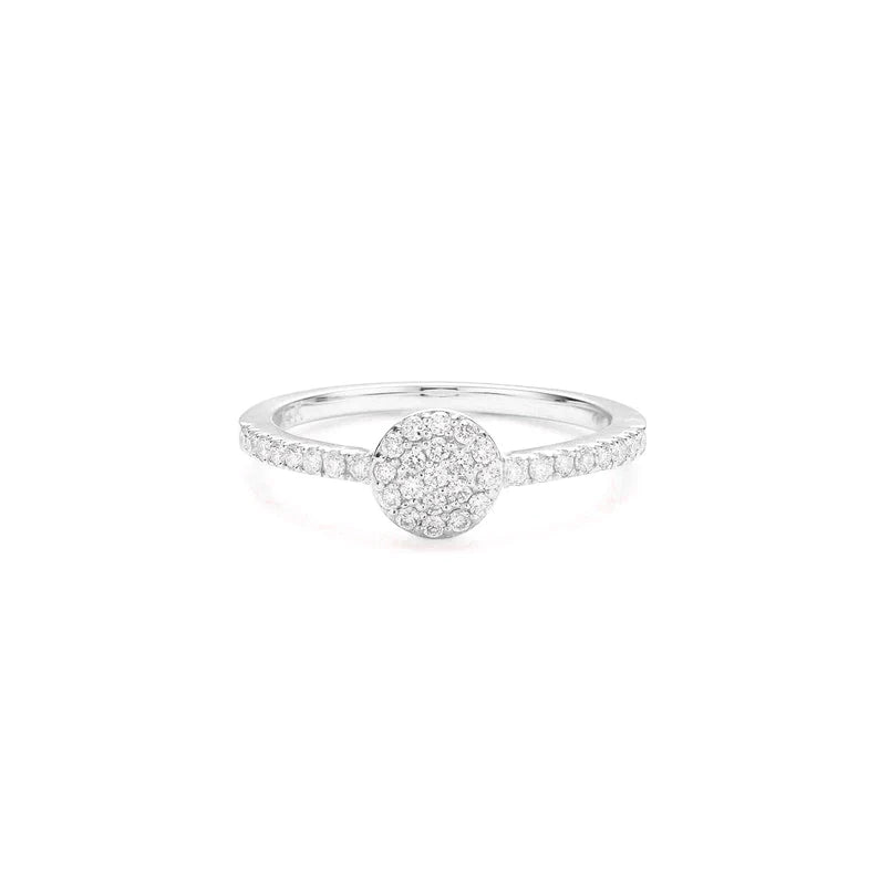 Anel De Noivado em Ouro 18k c/ Chuveiro Diamantes Brilhantes Pave