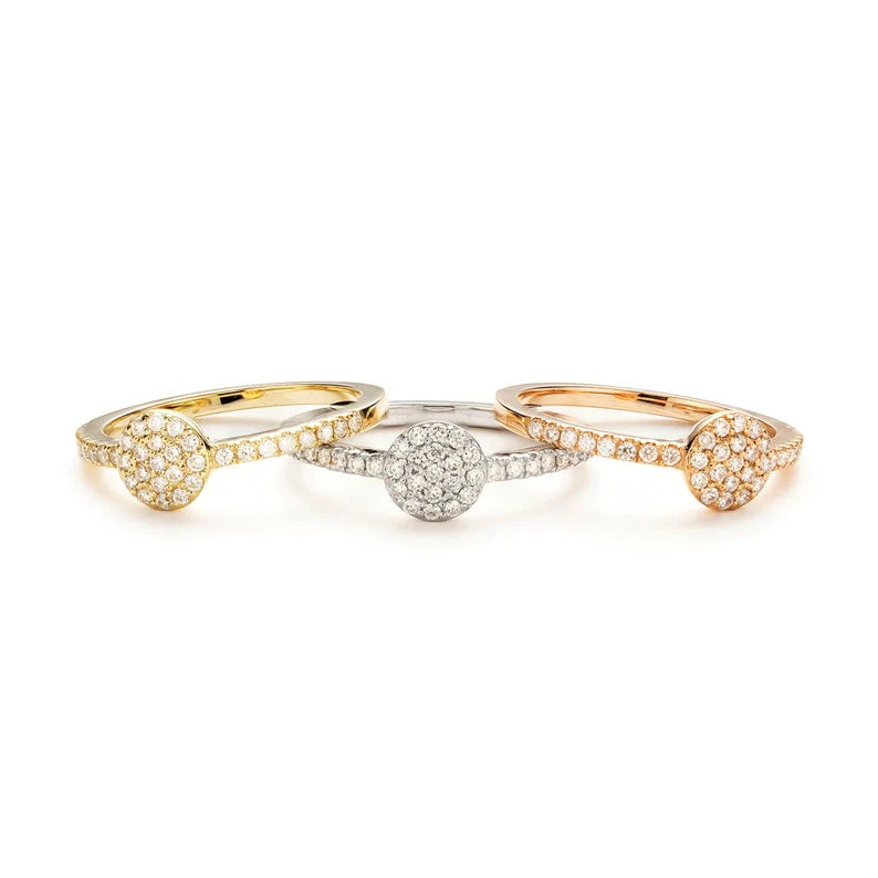 Anel De Noivado em Ouro 18k c/ Chuveiro Diamantes Brilhantes Pave