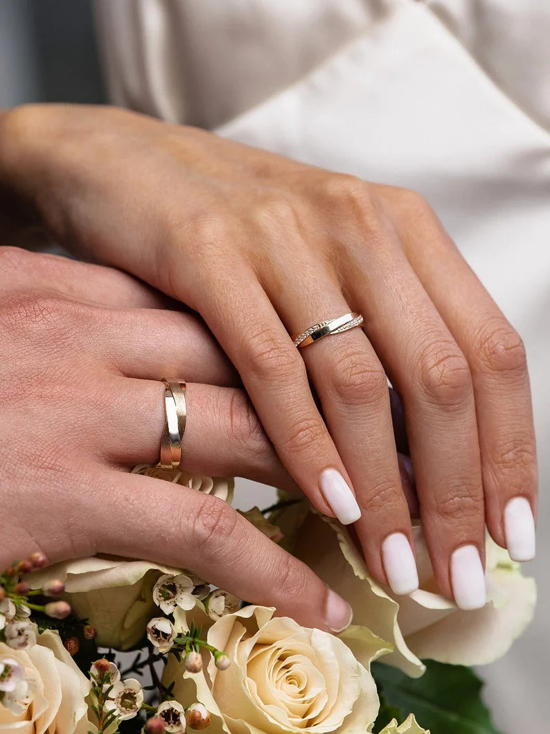 Par de Alianças de casamento noivado  ouro 18k diamante double