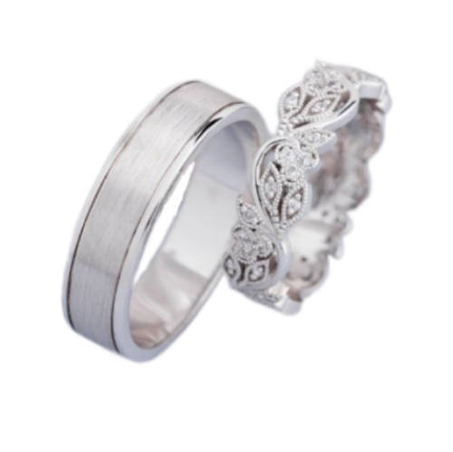 Par de Alianças de casamento noivado ouro 18k diamantes Mona