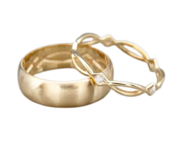 Par de Alianças de casamento noivado  ouro 18k diamante Celtic life