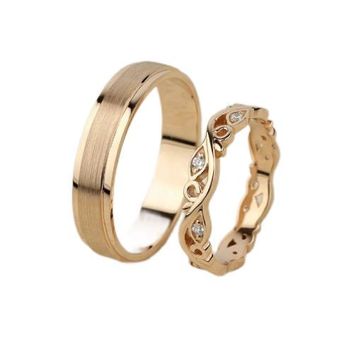 Par de Alianças de casamento noivado  ouro 18k diamante Flowers