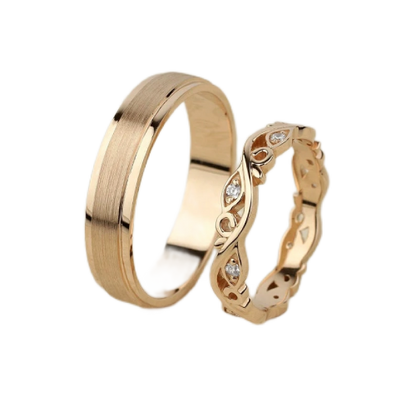 Par de Alianças de casamento noivado  ouro 18k diamante Flowers