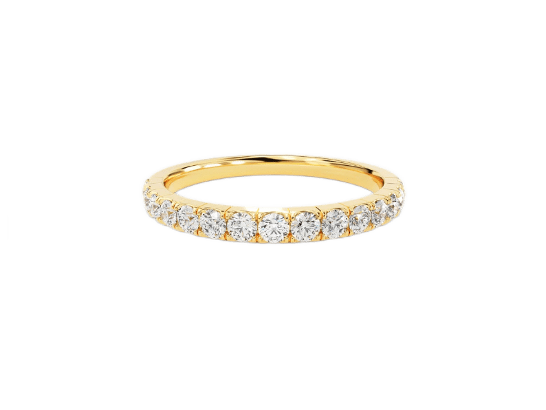 Anel de Ouro 18k Aparador Meia Aliança C/ Diamantes Brilhantes Darla