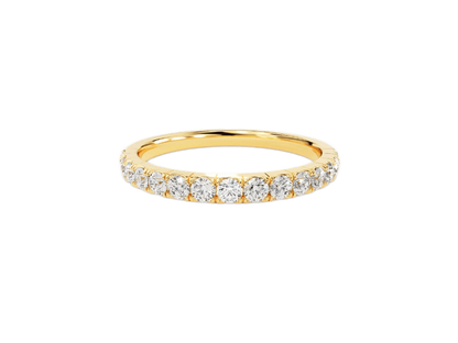 Anel de Ouro 18k Aparador Meia Aliança C/ Diamantes Brilhantes Darla