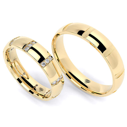 Par de Alianças de Casamento Noivado em Ouro 18k 4mm Luxo