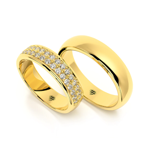 Par de Alianças de Casamento Noivado em Ouro 18k 4,5mm Couple