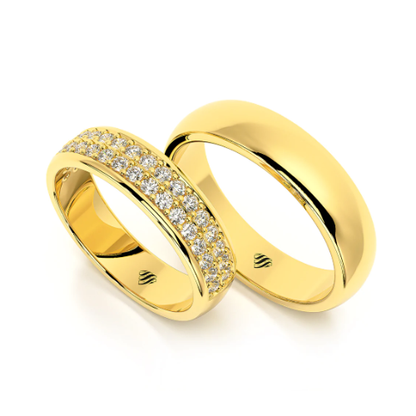 Par de Alianças de Casamento Noivado em Ouro 18k 4,5mm Couple
