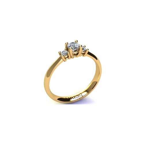 Anel de Noivado Solitario Diamantes Brilhante Ouro Amarelo Stacy