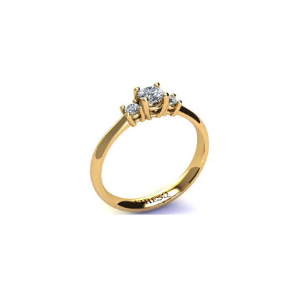 Anel de Noivado Solitario Diamantes Brilhante Ouro Amarelo Stacy