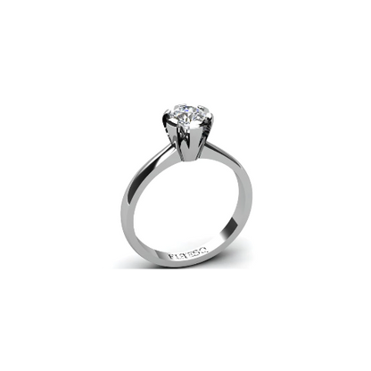 Anel de Noivado Solitario Diamantes Brilhante Ouro Branco Rusty