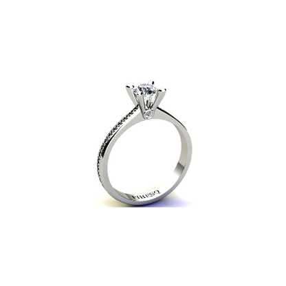 Anel de Noivado Solitario Diamantes Brilhante Ouro Branco Daisy