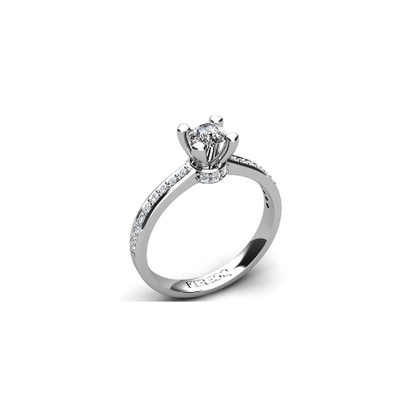 Anel de Noivado Solitario Diamantes Brilhante Ouro Branco Hella