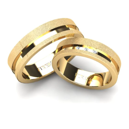 Par de Alianças de Casamento Noivado em Ouro 18k 5,5mm Bolt