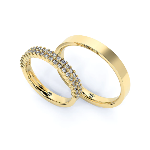 Par de Alianças de Casamento Noivado em Ouro 18k 3mm Luxo