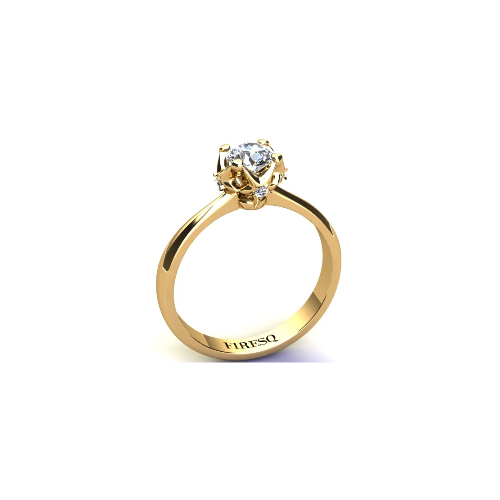 Anel de Noivado Solitario Diamantes Brilhante Ouro Amarelo 18k Helena
