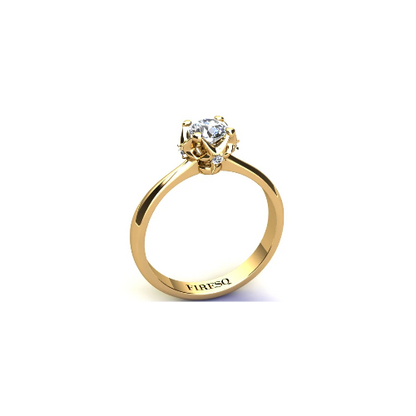 Anel de Noivado Solitario Diamantes Brilhante Ouro Amarelo 18k Helena