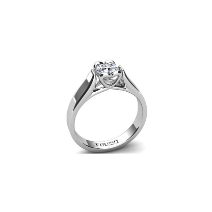Anel de Noivado Solitario Diamantes Brilhante Ouro Branco Hearth