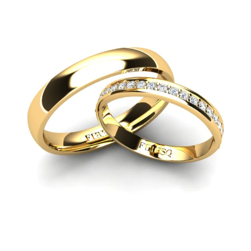 Par de Alianças de Casamento Noivado em Ouro 18k 3,5mm e 3mm Sky
