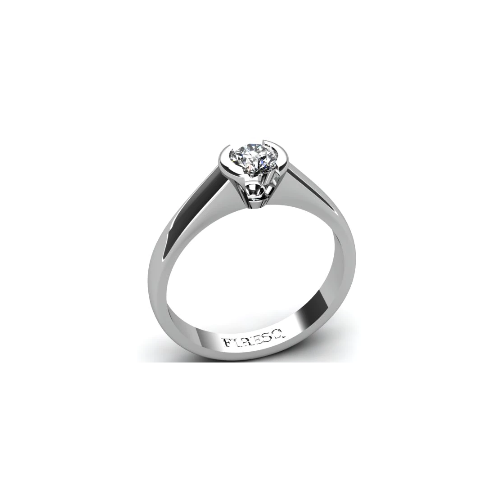 Anel de Noivado Solitario Diamantes Brilhante Ouro Branco Faith