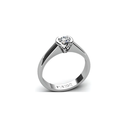 Anel de Noivado Solitario Diamantes Brilhante Ouro Branco Faith