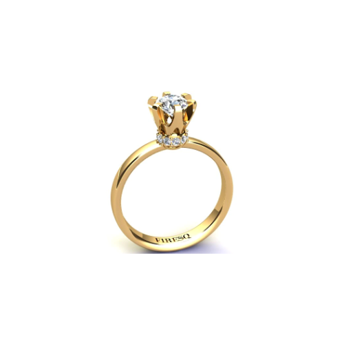 Anel de Noivado Solitario Diamantes Brilhante Ouro Amarelo 18k Street