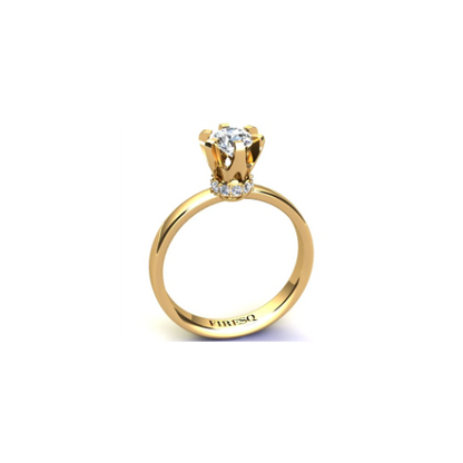 Anel de Noivado Solitario Diamantes Brilhante Ouro Amarelo 18k Street
