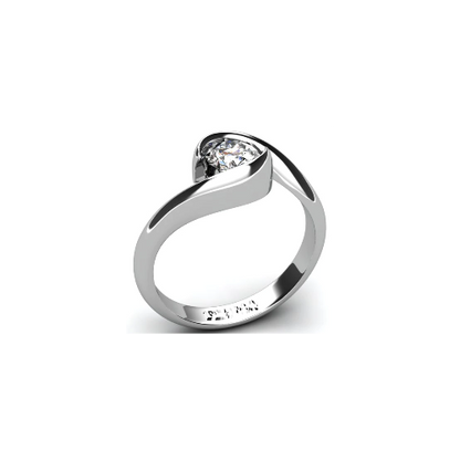 Anel de Noivado Solitario Diamantes Brilhante Ouro Branco Jaden