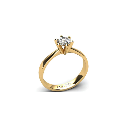 Anel de Noivado Solitario Diamantes Brilhante Ouro Amarelo 18k Tresty