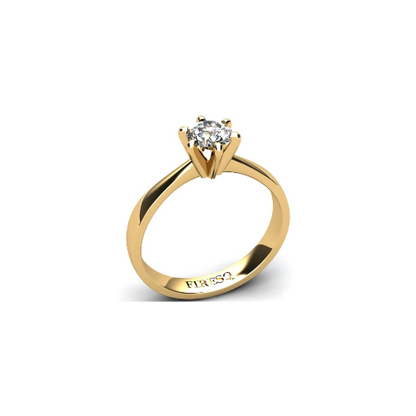 Anel de Noivado Solitario Diamantes Brilhante Ouro Amarelo 18k Tresty