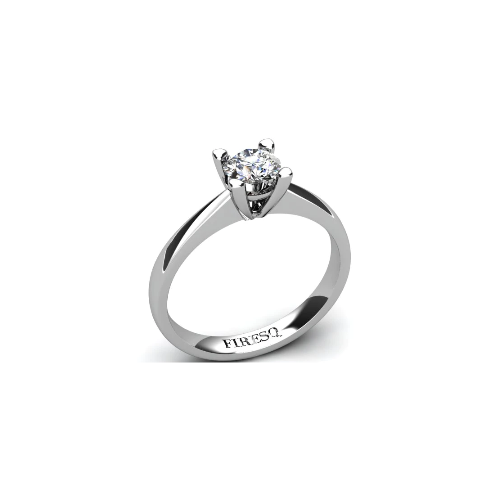 Anel de Noivado Solitario Diamantes Brilhante Ouro Branco Jaden