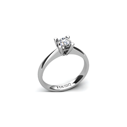 Anel de Noivado Solitario Diamantes Brilhante Ouro Branco Jaden