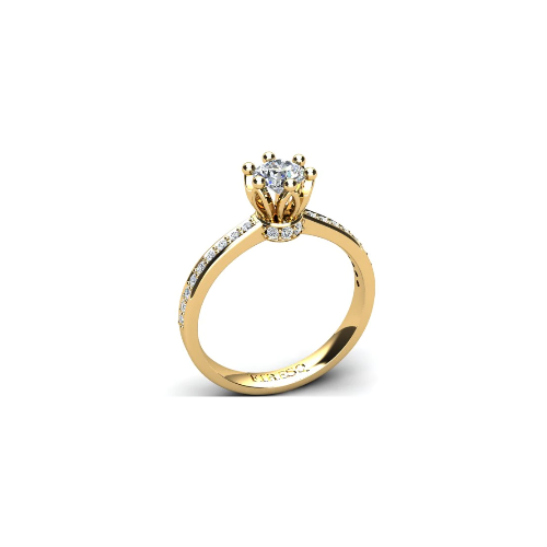 Anel de Noivado Solitario Diamantes Brilhante Ouro Amarelo 18k Spyke