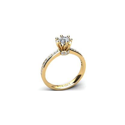 Anel de Noivado Solitario Diamantes Brilhante Ouro Amarelo 18k Spyke