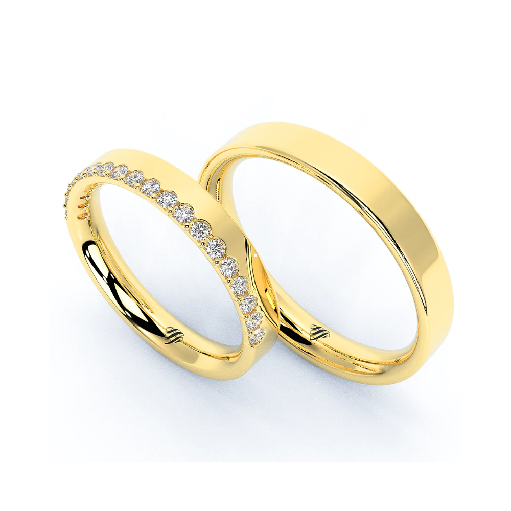 Par de Alianças de Casamento Noivado em Ouro 18k 3,5mm Argan