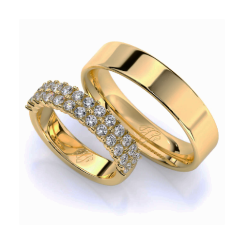 Par de Alianças de Casamento Noivado em Ouro 18k 4,5mm e 5,0mm Luxo