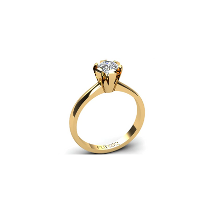 Anel de Noivado Solitario Diamantes Brilhante Ouro Amarelo Rusty