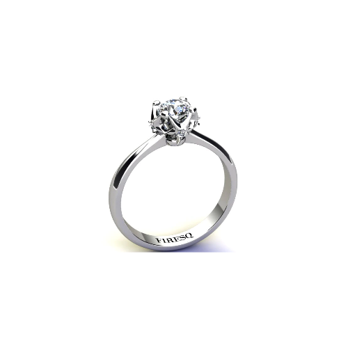 Anel de Noivado Solitario Diamantes Brilhante Ouro Branco 18k Helena