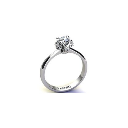 Anel de Noivado Solitario Diamantes Brilhante Ouro Branco 18k Helena