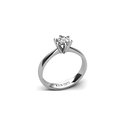 Anel de Noivado Solitario Diamantes Brilhante Ouro Branco 18k Tresty
