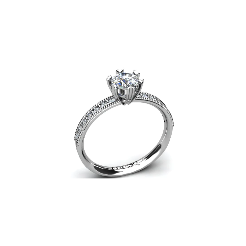 Anel de Noivado Solitario Diamantes Brilhante Ouro Branco Sally