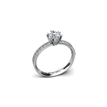 Anel de Noivado Solitario Diamantes Brilhante Ouro Branco Sally