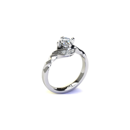 Anel de Noivado Solitario Diamantes Brilhante Ouro Branco Kalla