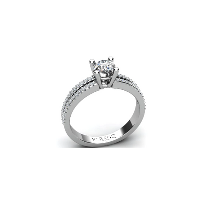 Anel de Noivado Solitario Diamantes Brilhante Ouro Branco Summers