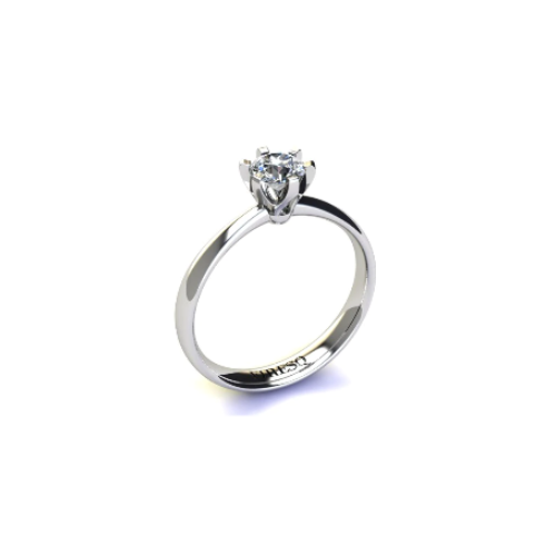 Anel de Noivado Solitario Diamantes Brilhante Ouro Branco 18k Sophya