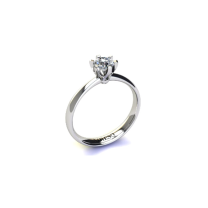 Anel de Noivado Solitario Diamantes Brilhante Ouro Branco 18k Sophya