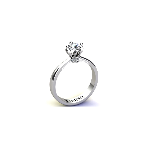 Anel de Noivado Solitario Diamantes Brilhante Ouro Branco Cindy