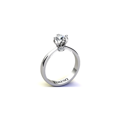 Anel de Noivado Solitario Diamantes Brilhante Ouro Branco Cindy