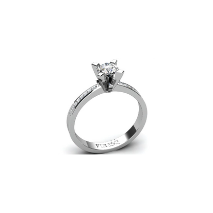 Anel de Noivado Solitario Diamantes Brilhante Ouro Branco Gipsy