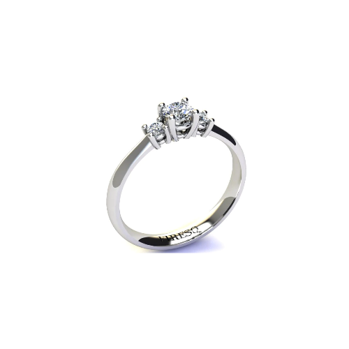 Anel de Noivado Solitario Diamantes Brilhante Ouro Branco Stacy